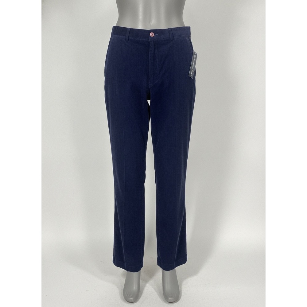 Calvin Klein Mens Navy Blue Corduroy Pleated Pants 100% Cotton Size 36x31